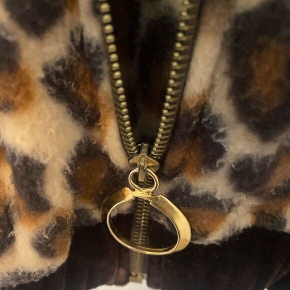 -‎ Women’s Fleece Leopard Zip Up Coat Size Medium - Picture 7 of 10